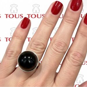 Authentic Tous designer 925 Sterling silver onyx ring